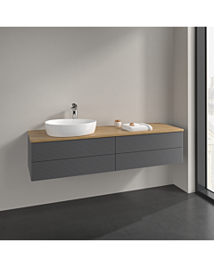 Villeroy und Boch Antao vanity unit K26151GK 160x36x50cm, tap hole, washbasin top color honey oak, anthracite matt lacquer