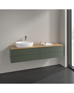 Villeroy und Boch Antao vanity unit K26151HL 160x36x50cm, tap hole, washbasin top colour honey oak, leaf green matt lacquer