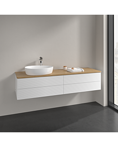 Villeroy und Boch Antao vanity unit K26151MT 160x36x50cm, tap hole, washbasin top color honey oak, white matt lacquer