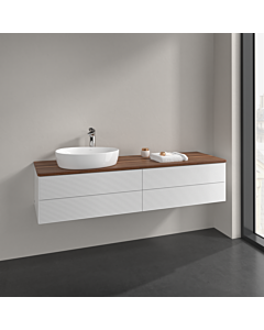 Villeroy und Boch Antao meuble sous-vasque K26152GF 160x36x50cm, trou pour robinetterie, plaque de lavabo couleur noyer chaud, laqué blanc brillant