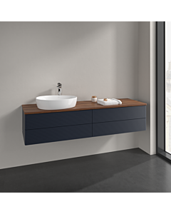 Villeroy und Boch Antao vanity unit K26152HG 160x36x50cm, tap hole, washbasin top colour warm walnut, midnight blue matt lacquer