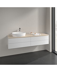 Villeroy und Boch Antao vanity unit K26153GF 160x36x50cm, tap hole, washbasin top colour botticino, glossy white lacquer