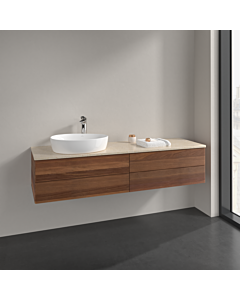 Villeroy und Boch Antao vanity unit K26153HM 160x36x50cm, tap hole, washbasin top colour botticino, warm walnut