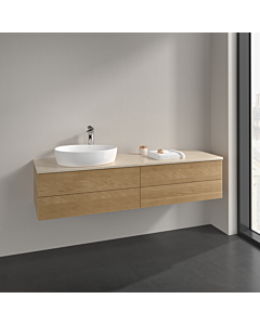 Villeroy und Boch Antao vanity unit K26153HN 160x36x50cm, tap hole, washbasin top colour botticino, honey oak
