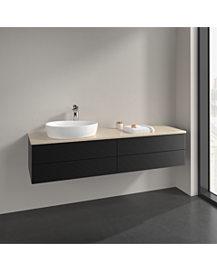 Villeroy und Boch Antao vanity unit K26153PD 160x36x50cm, tap hole, washbasin top colour botticino, black matt lacquer
