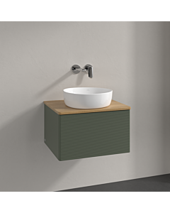 Villeroy und Boch Antao vanity unit K29111HL 60x36x50cm, washbasin top colour honey oak, leaf green matt lacquer