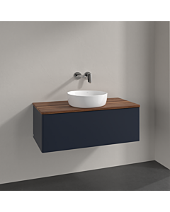 Villeroy und Boch Antao vanity unit K31012HG 100x36x50cm, washbasin top colour warm walnut, midnight blue matt lacquer