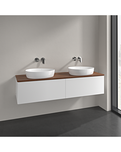 Villeroy und Boch Antao meuble sous-vasque K39012MT 160x36x50cm, plaque de lavabo couleur noyer chaud, laqué blanc mat