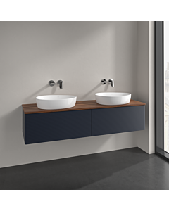 Villeroy und Boch Antao vanity unit K39112HG 160x36x50cm, washbasin top colour warm walnut, midnight blue matt lacquer