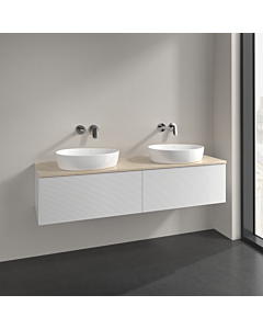 Villeroy und Boch Antao vanity unit K39113GF 160x36x50cm, washbasin top colour botticino, glossy white lacquer