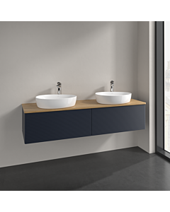 Villeroy und Boch Antao Waschtisch-Unterschrank K39151HG 160x36x50cm, Hahnlochbohrung, Waschbeckenplattenfarbe honey oak, midnight blue matt lacquer