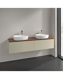 Villeroy und Boch Antao Waschtisch-Unterschrank K39152HJ 160x36x50cm, Hahnlochbohrung, Waschbeckenplattenfarbe warm walnut, silk grey matt lacquer