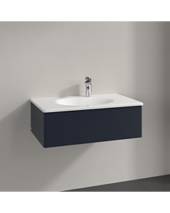 Villeroy und Boch Antao Waschtisch-Unterschrank L01100HG 78,8x25,6x49,6cm, mit Frontstruktur, midnight blue matt lacquer, Mit Beleuchtung