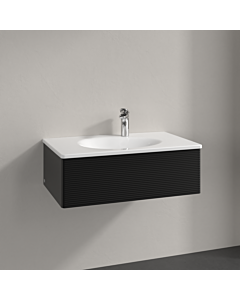 Villeroy und Boch Antao vanity unit L01100PD 78.8x25.6x49.6cm, with front structure, black matt lacquer
