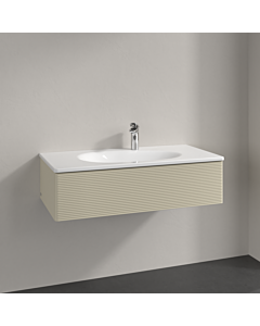 Villeroy und Boch Meuble sous-vasque Antao L02100HJ 98,8x25,6x49,3cm, avec structure frontale, laqué mat gris soie, avec éclairage