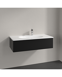 Villeroy und Boch Meuble sous-vasque Antao L02100PD 98,8x25,6x49,3cm, avec structure frontale, laqué noir mat, avec éclairage