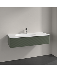 Villeroy und Boch Antao Waschtisch-Unterschrank L03100HL 118,8x25,6x49,3cm, mit Frontstruktur, leaf green matt lacquer, mit Beleuchtung
