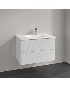 Villeroy und Boch Antao Waschtisch-Unterschrank L04100GF 78,8x50,4x49,6cm, mit Frontstruktur, glossy white lacquer, Mit Beleuchtung