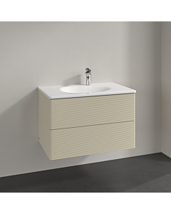 Villeroy und Boch Meuble sous-vasque Antao L04100HJ 78,8x50,4x49,6cm, avec structure frontale, laqué mat gris soie, avec éclairage