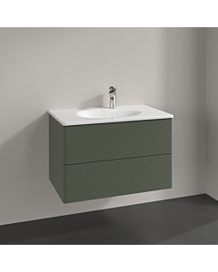 Villeroy und Boch Antao Waschtisch-Unterschrank L04100HL 78,8x50,4x49,6cm, mit Frontstruktur, leaf green matt lacquer, Mit Beleuchtung