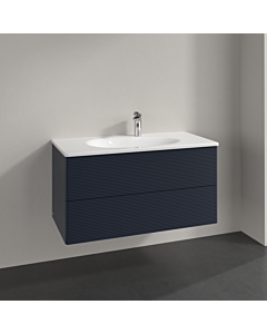 Villeroy und Boch Meuble sous-vasque Antao L05100HG 98,8x50,4x49,6cm, avec structure frontale, laqué mat bleu nuit, avec éclairage