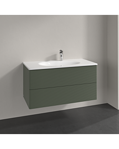 Villeroy und Boch Meuble sous-vasque Antao L05100HL 98,8x50,4x49,6cm, avec structure frontale, laqué mat vert feuille, avec éclairage