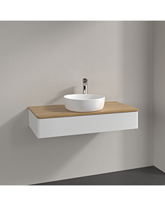 Villeroy und Boch sous vasque Antao L09051GF 100x19x50cm, plan vasque couleur chêne miel, laqué blanc brillant