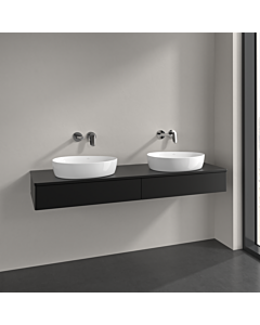 Villeroy und Boch Antao vanity unit L17010PD 160x19x50cm, washbasin top colour lacquer, black matt lacquer, with lighting