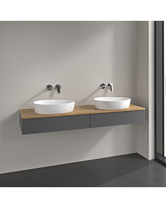 Villeroy und Boch Antao vanity unit L17011GK 160x19x50cm, washbasin top color honey oak, anthracite matt lacquer, with lighting