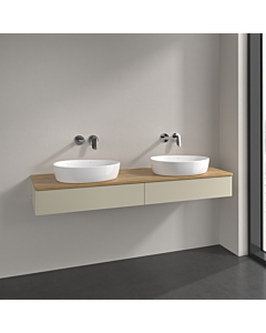 Villeroy und Boch Antao Waschtisch-Unterschrank L17011HJ 160x19x50cm, Waschbeckenplattenfarbe honey oak, silk grey matt lacquer, Mit Beleuchtung