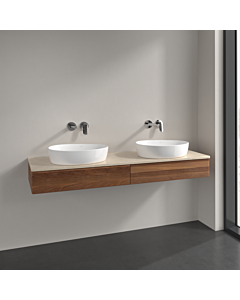 Villeroy und Boch Antao vanity unit L17013HM 160x19x50cm, washbasin top colour botticino, warm walnut, with lighting
