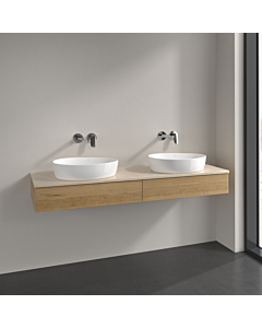 Villeroy und Boch Antao Waschtisch-Unterschrank L17013HN 160x19x50cm, Waschbeckenplattenfarbe botticino, honey oak, Mit Beleuchtung