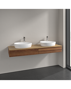 Villeroy und Boch Antao vanity unit L17051HM 160x19x50cm, tap hole, washbasin top color honey oak, warm walnut, with lighting