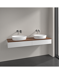 Villeroy und Boch Antao vanity unit L17112GF 160x19x50cm, washbasin top colour warm walnut, glossy white lacquer, with lighting