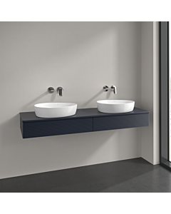 Villeroy und Boch Antao meuble sous-vasque L17150HG 160x19x50cm, trou pour robinetterie, plaque de lavabo laquée couleur, laqué mat bleu nuit, avec éclairage