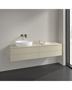 Villeroy und Boch Antao meuble sous-vasque L26010HJ 160x36x50cm, plan vasque laqué couleur, laqué mat gris soie, avec éclairage