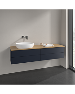 Villeroy und Boch Antao vanity unit L26011HG 160x36x50cm, washbasin top colour honey oak, midnight blue matt lacquer, with lighting