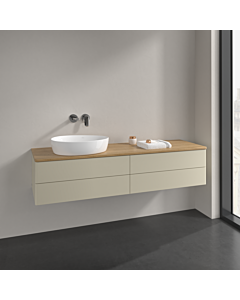 Villeroy und Boch Antao vanity unit L26011HJ 160x36x50cm, washbasin top colour honey oak, silk grey matt lacquer, with lighting