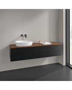 Villeroy und Boch Antao vanity unit L26012PD 160x36x50cm, washbasin top colour warm walnut, black matt lacquer, with lighting