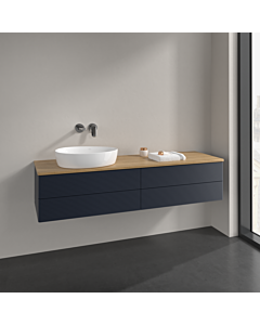 Villeroy und Boch Antao vanity unit L26111HG 160x36x50cm, washbasin top colour honey oak, midnight blue matt lacquer, with lighting