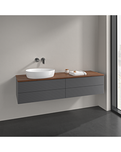 Villeroy und Boch Antao vanity unit L26112GK 160x36x50cm, washbasin top colour warm walnut, anthracite matt lacquer, with lighting