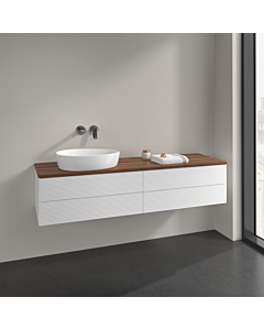 Villeroy und Boch Antao Waschtisch-Unterschrank L26112MT 160x36x50cm, Waschbeckenplattenfarbe warm walnut, white matt lacquer, mit Beleuchtung
