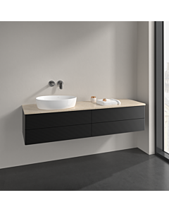 Villeroy und Boch Antao Waschtisch-Unterschrank L26113PD 160x36x50cm, Waschbeckenplattenfarbe botticino, black matt lacquer, mit Beleuchtung