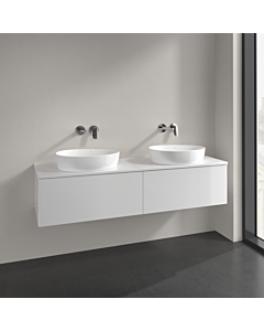 Villeroy und Boch Antao Waschtisch-Unterschrank L39010GF 160x36x50cm, Waschbeckenplattenfarbe Lack, glossy white lacquer, Mit Beleuchtung