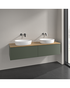 Villeroy und Boch Antao Waschtisch-Unterschrank L39011HL 160x36x50cm, Waschbeckenplattenfarbe honey oak, leaf green matt lacquer, Mit Beleuchtung