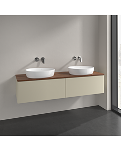 Villeroy und Boch Antao Waschtisch-Unterschrank L39012HJ 160x36x50cm, Waschbeckenplattenfarbe warm walnut, silk grey matt lacquer, Mit Beleuchtung