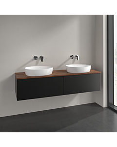 Villeroy und Boch Antao vanity unit L39012PD 160x36x50cm, washbasin top colour warm walnut, black matt lacquer, with lighting