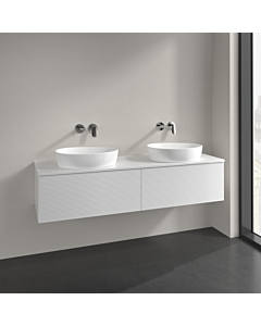 Villeroy und Boch Antao vanity unit L39110GF 160x36x50cm, washbasin top colour lacquer, glossy white lacquer, with lighting