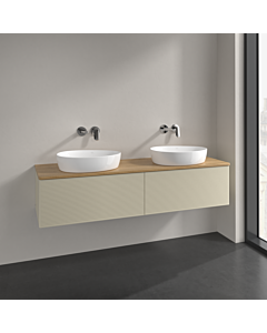 Villeroy und Boch Antao Waschtisch-Unterschrank L39111HJ 160x36x50cm, Waschbeckenplattenfarbe honey oak, silk grey matt lacquer, Mit Beleuchtung