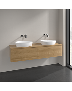 Villeroy und Boch Antao meuble sous-vasque L39111HN 160x36x50cm, plan vasque couleur chêne miel, chêne miel Avec éclairage